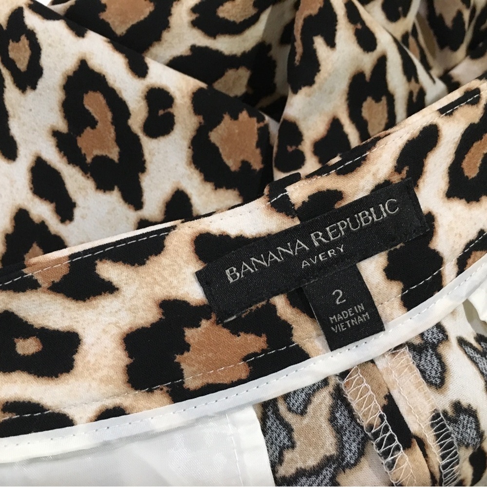 Banana Republic avery trouser ankle pants animal print leopard brown size 2 new - Picture 9 of 10
